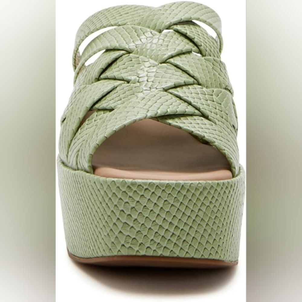 WEDGE Sandal by KATY PERRY The BUSY BEE CRISS/CROSS SLIDE  8M/38 BISCOTTI/TAN 🎄 - Picture 12 of 13